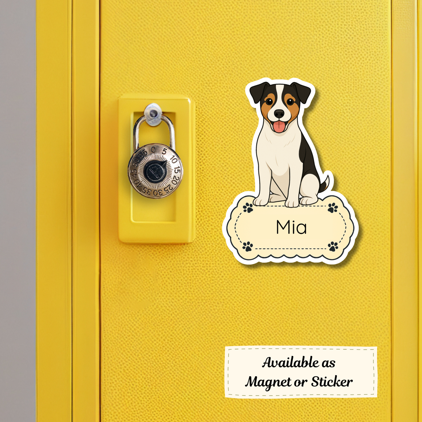 Custom Jack Russell Terrier Dog Sticker - Tri-colored | Personalized with Name