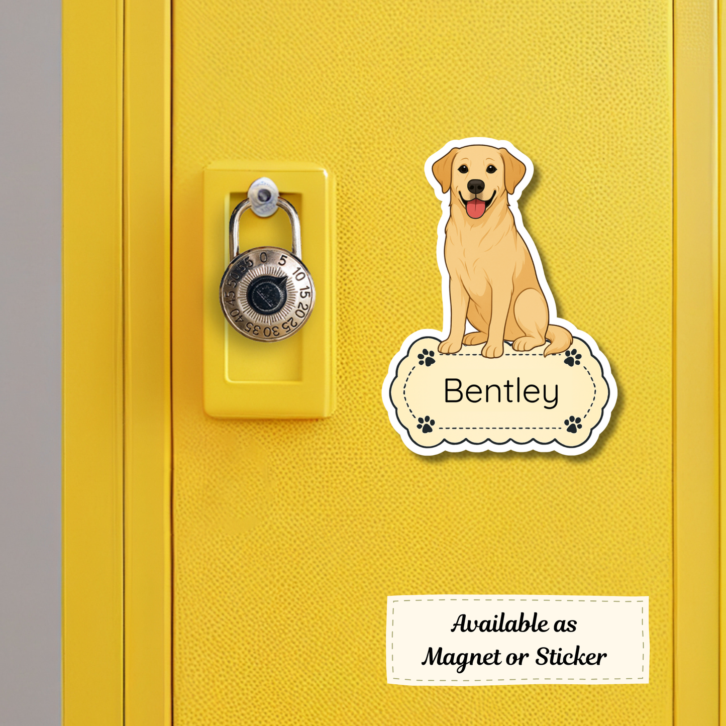 Custom Labrador Retriever Dog Sticker - Yellow | Personalized with Name