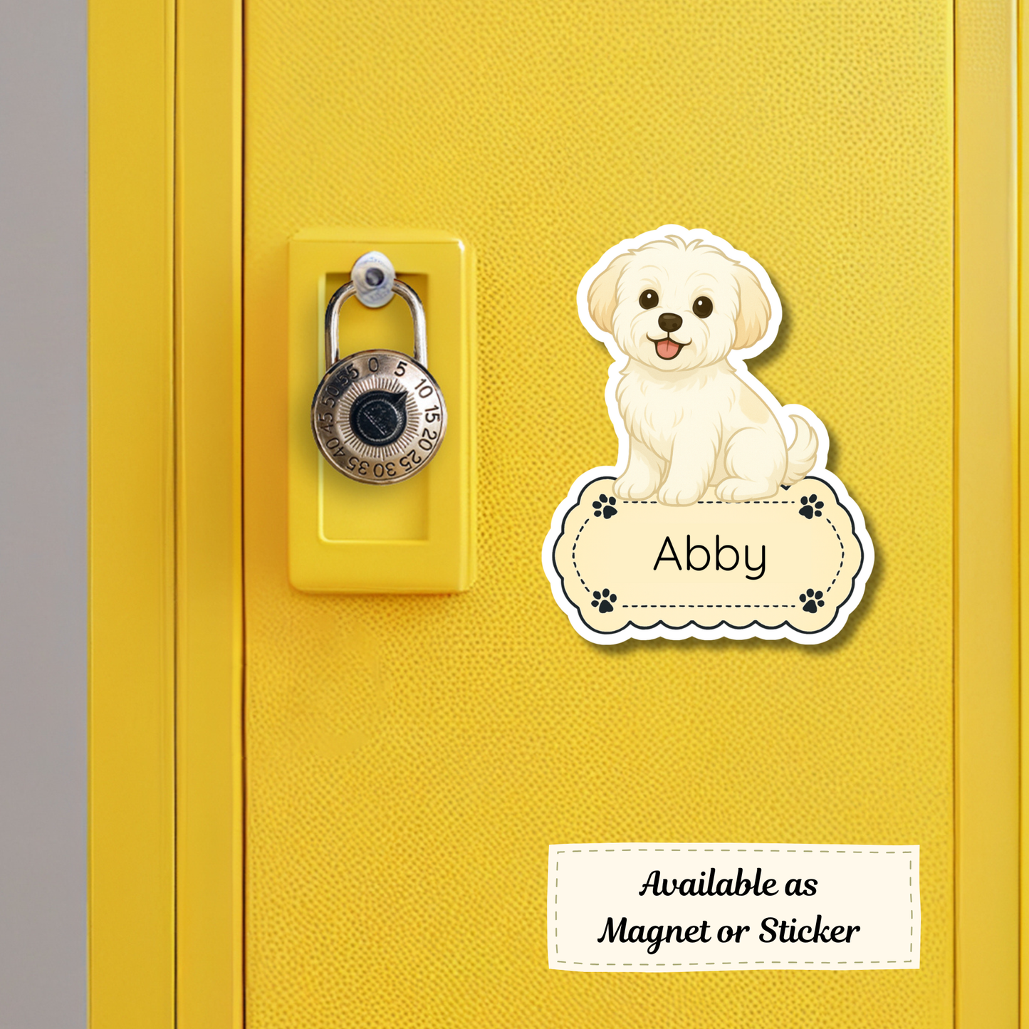 Custom Maltese Dog Sticker - White with Buff Markings | Personalized with Name