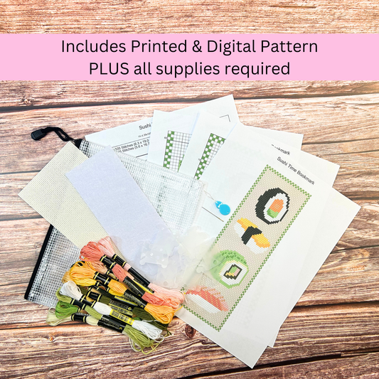 Kit marque-pages sushis – Cadeau de point de croix à faire soi-même