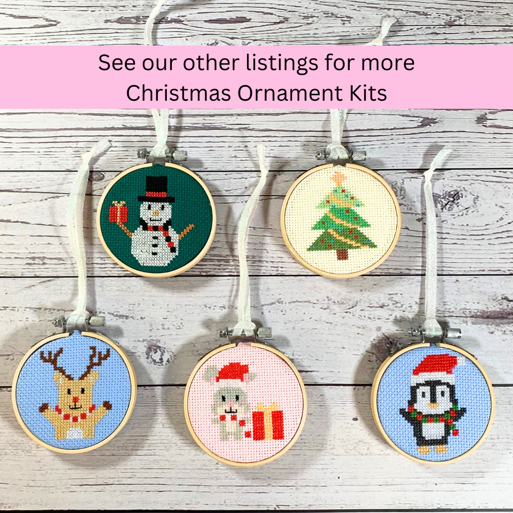 Kit de broderie au point de croix « Bas de Noël » avec motif (cerceau de 7,6 cm)