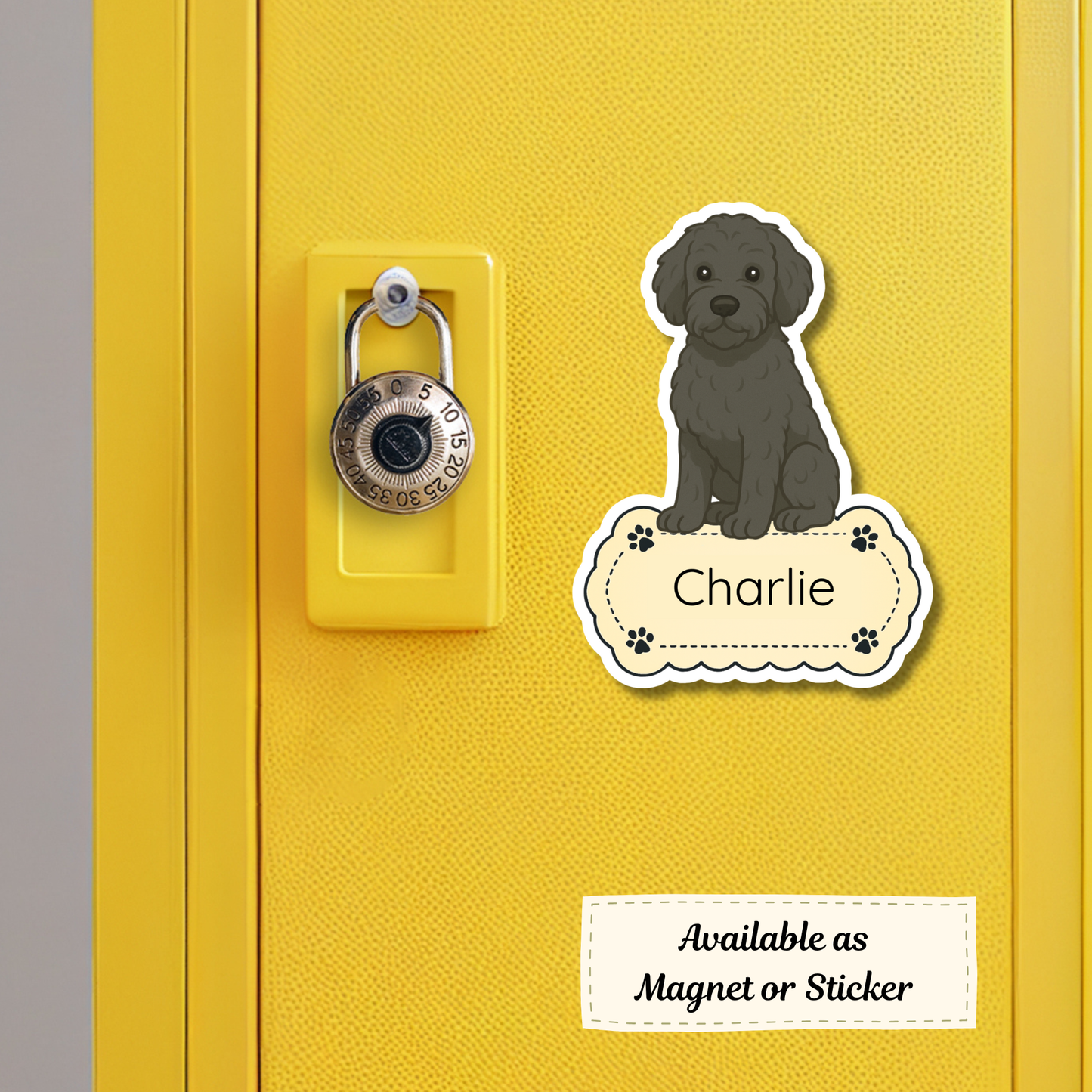 Custom Black Goldendoodle Dog Sticker | Personalized with Name