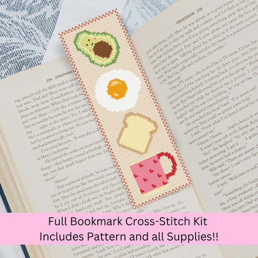 Avocado Breakfast Bookmark Kit – DIY Cross Stitch for Beginners