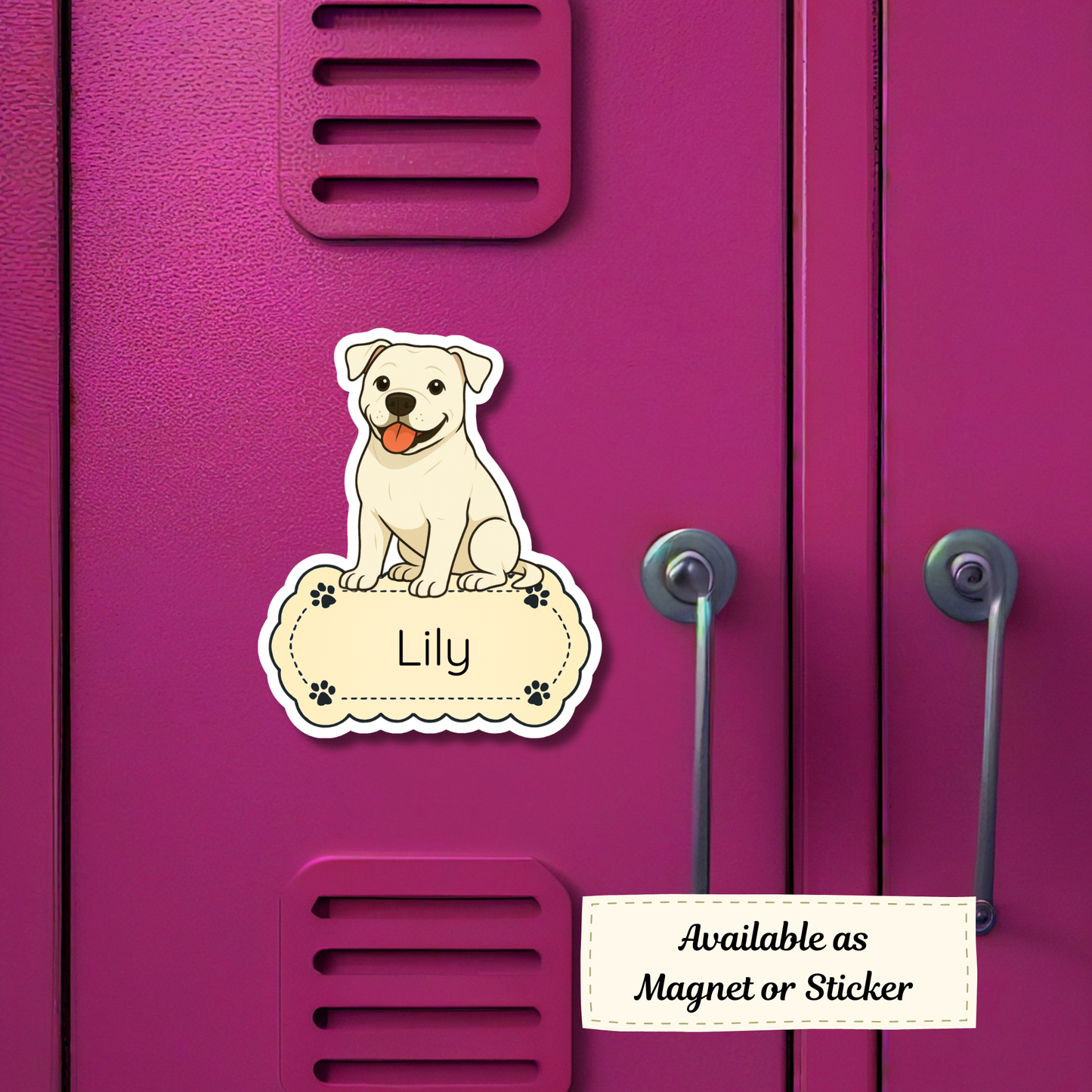 Custom American Bulldog Dog Sticker - White | Personalized with Name