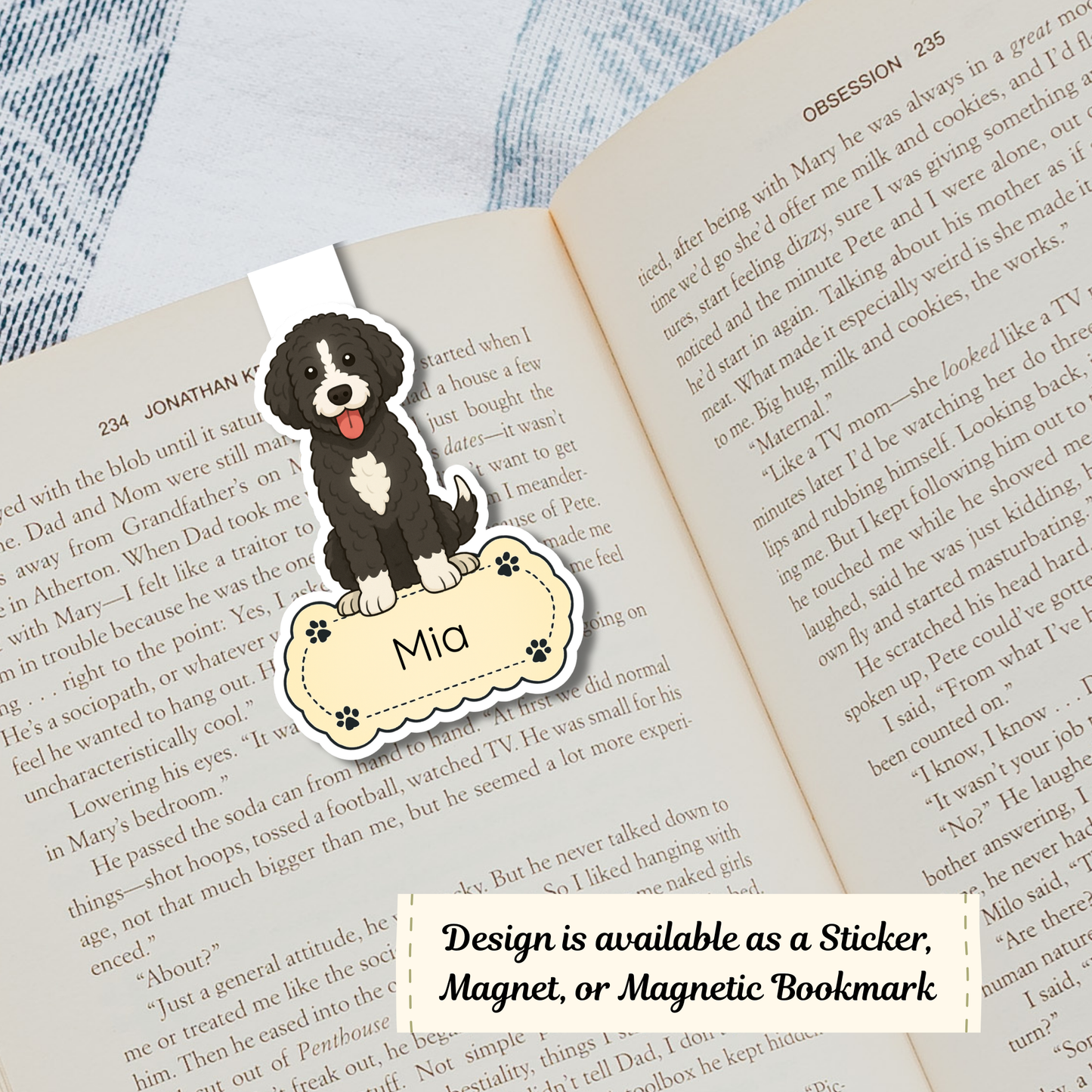 Autocollant personnalisé Bernedoodle - Noir et blanc | Personnalisable avec votre nom