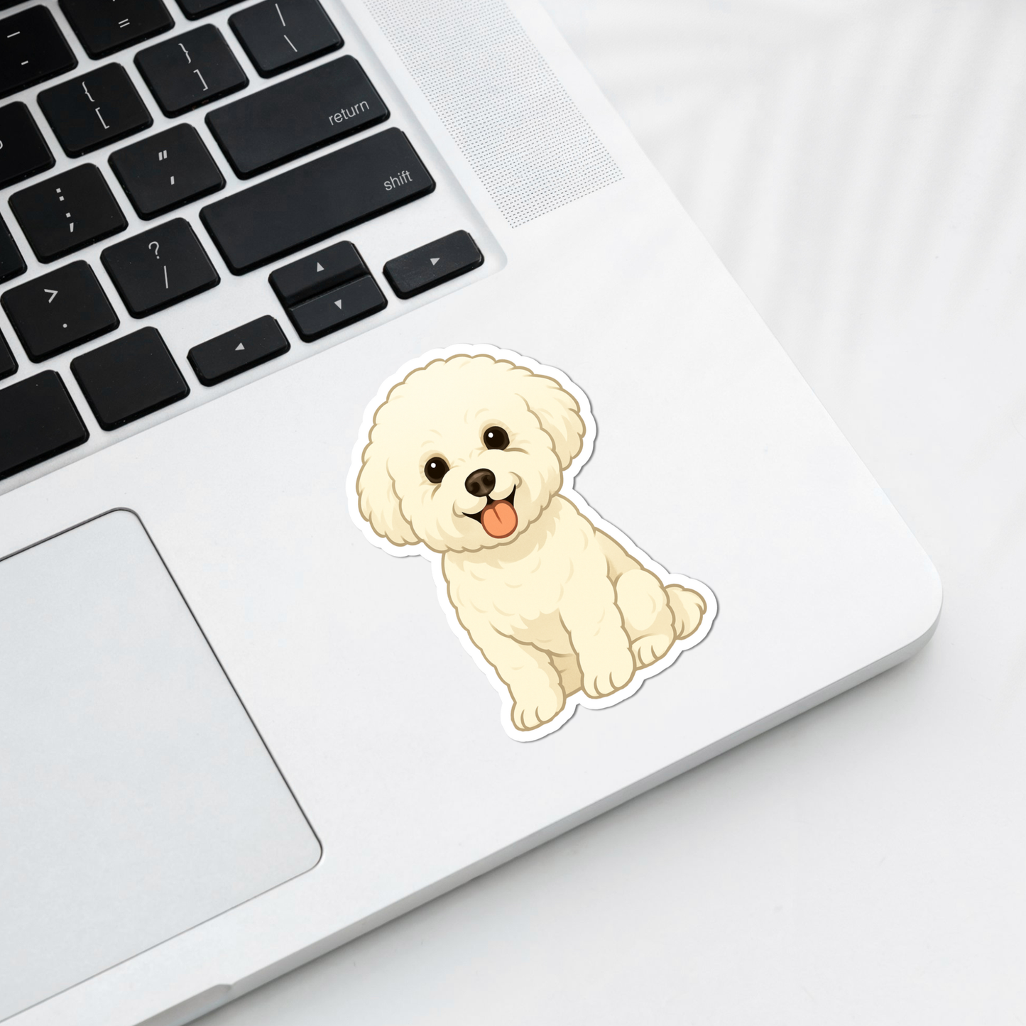 Aimant personnalisé pour chien Bichon frisé - Blanc | Personnalisable avec le nom de l'animal