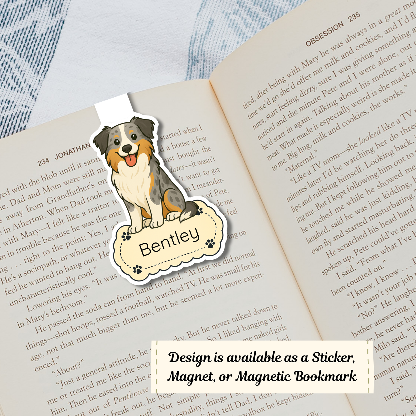 Personalized Border Collie Dog Sticker - Blue Merle