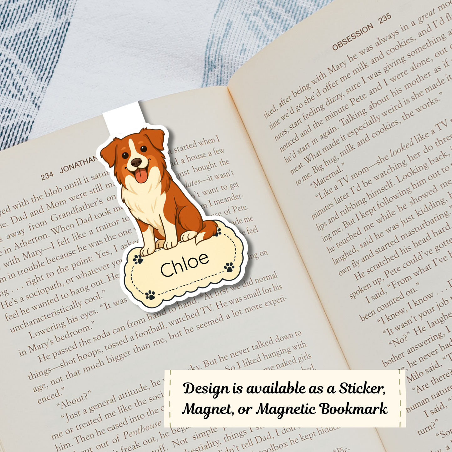 Autocollant personnalisé pour chien Border Collie – Rouge et blanc | Personnalisable avec votre nom