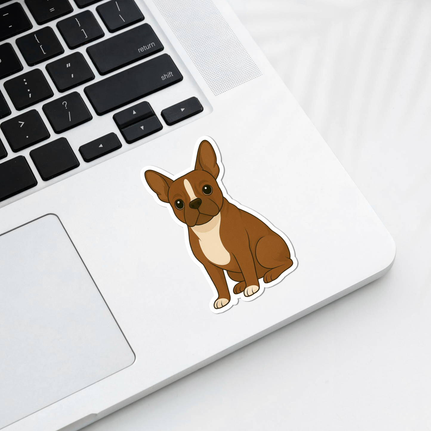 Aimant personnalisé pour chien Boston Terrier – Rouge et blanc | Personnalisable avec le nom de l'animal