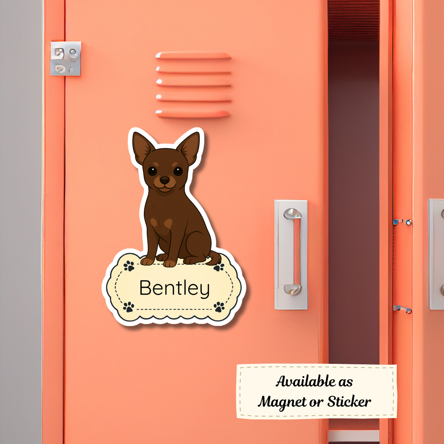 Custom Chihuahua Dog Sticker - Short Haired Chocolate | Personalized with Name