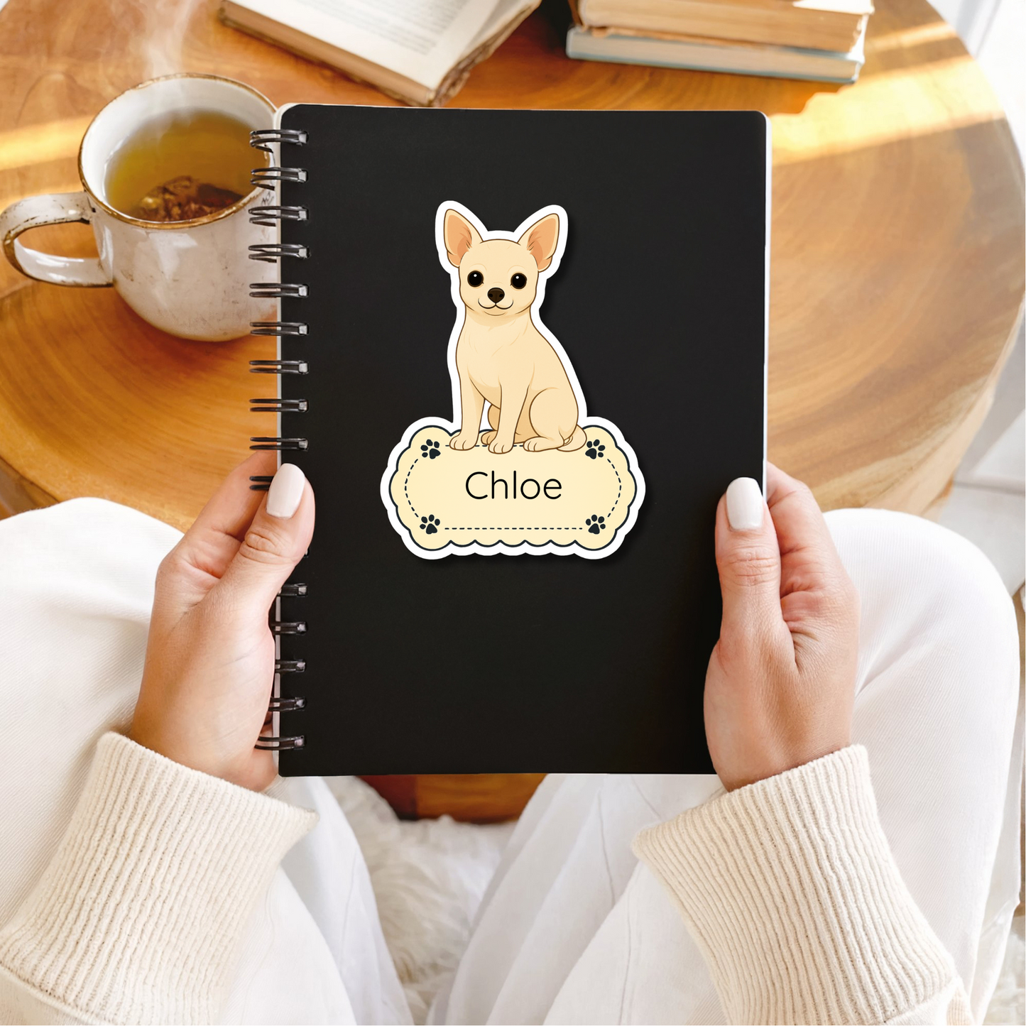 Custom Short Haired Chihuahua Dog Magnet / Bookmark - White