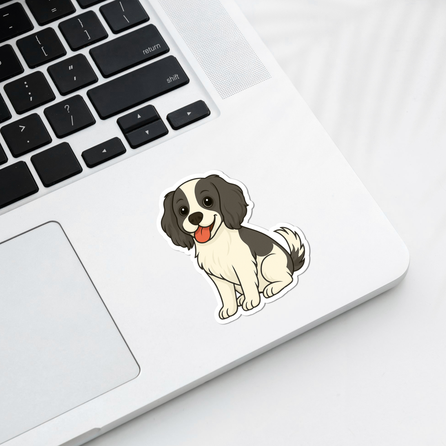 Aimant personnalisé pour chien cockalier - Noir et blanc | Personnalisable avec le nom de l'animal