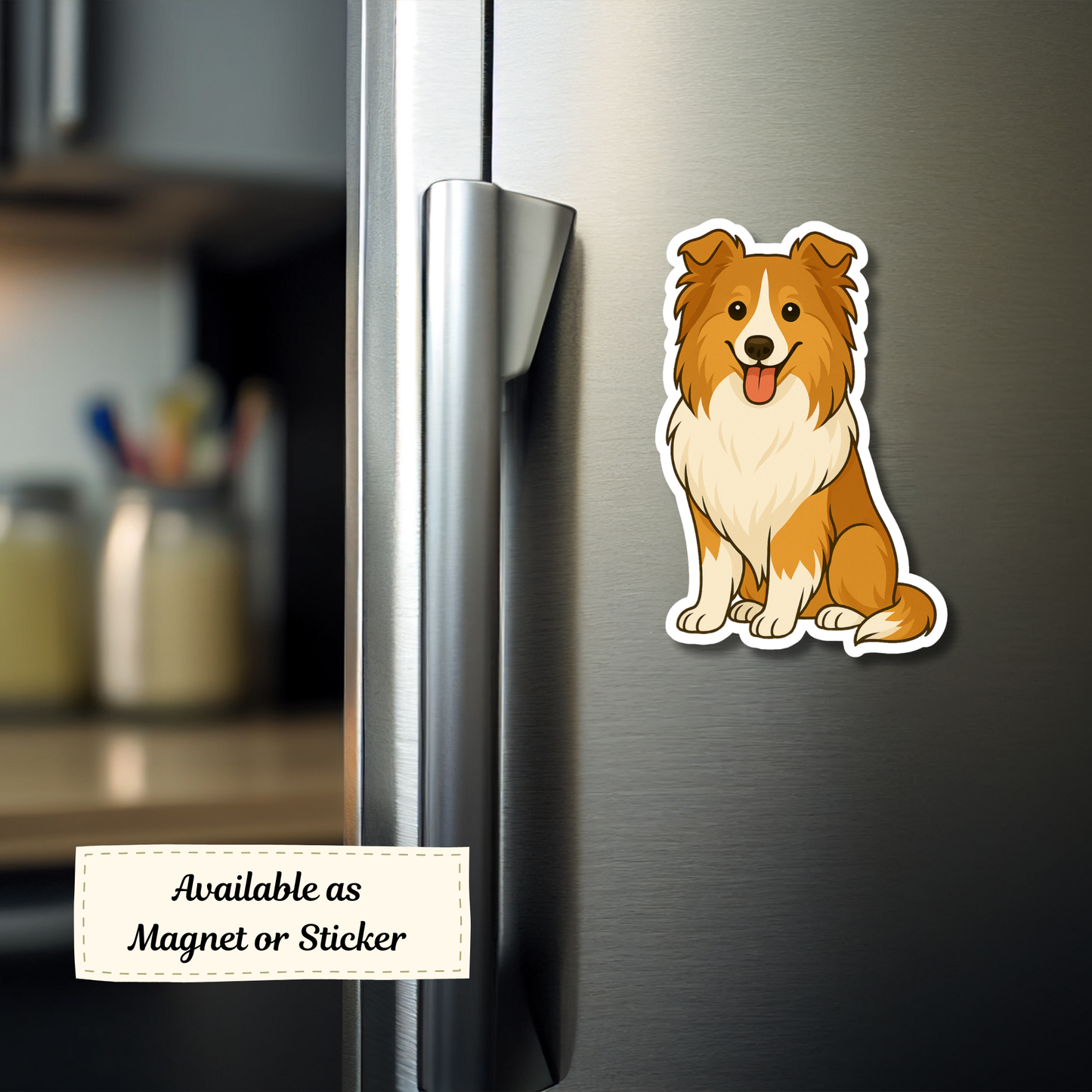 Custom Collie Dog Sticker - Sable and White | Personalized with Name