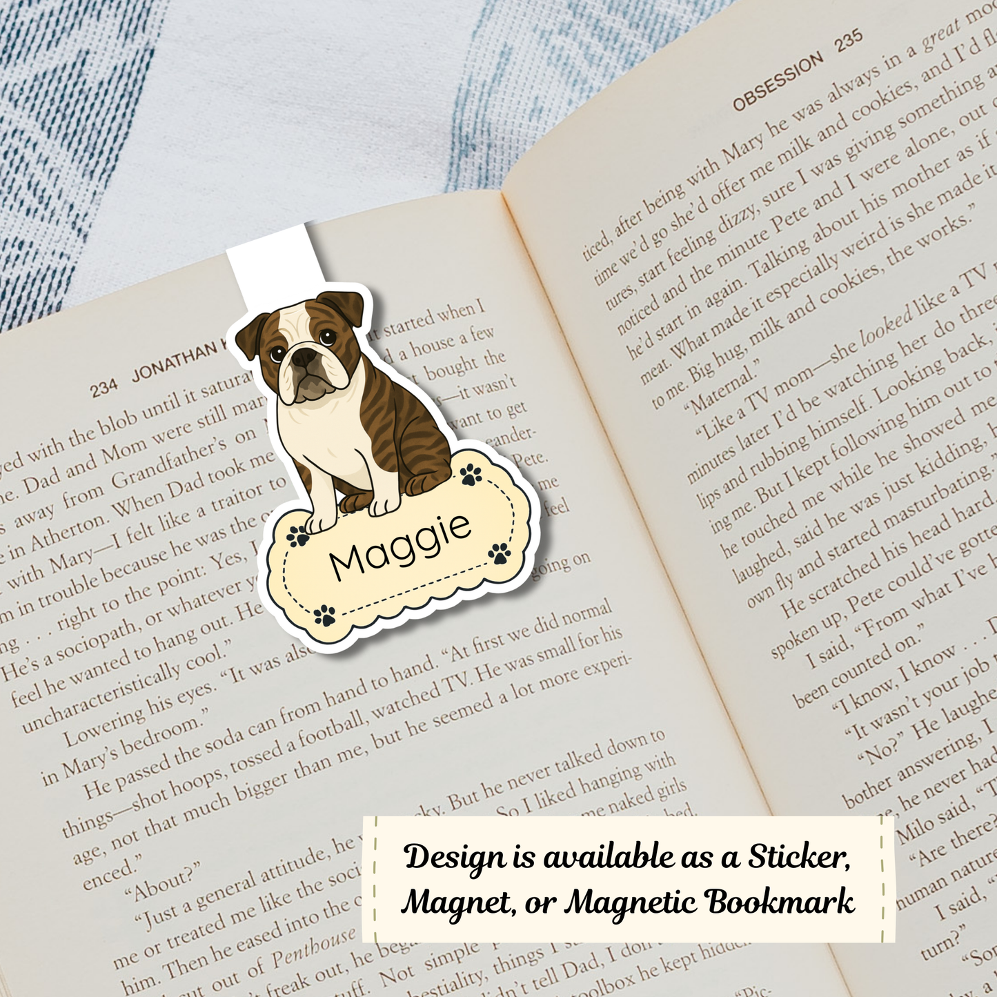 Autocollant bouledogue anglais personnalisé - Bringé | Personnalisable avec nom