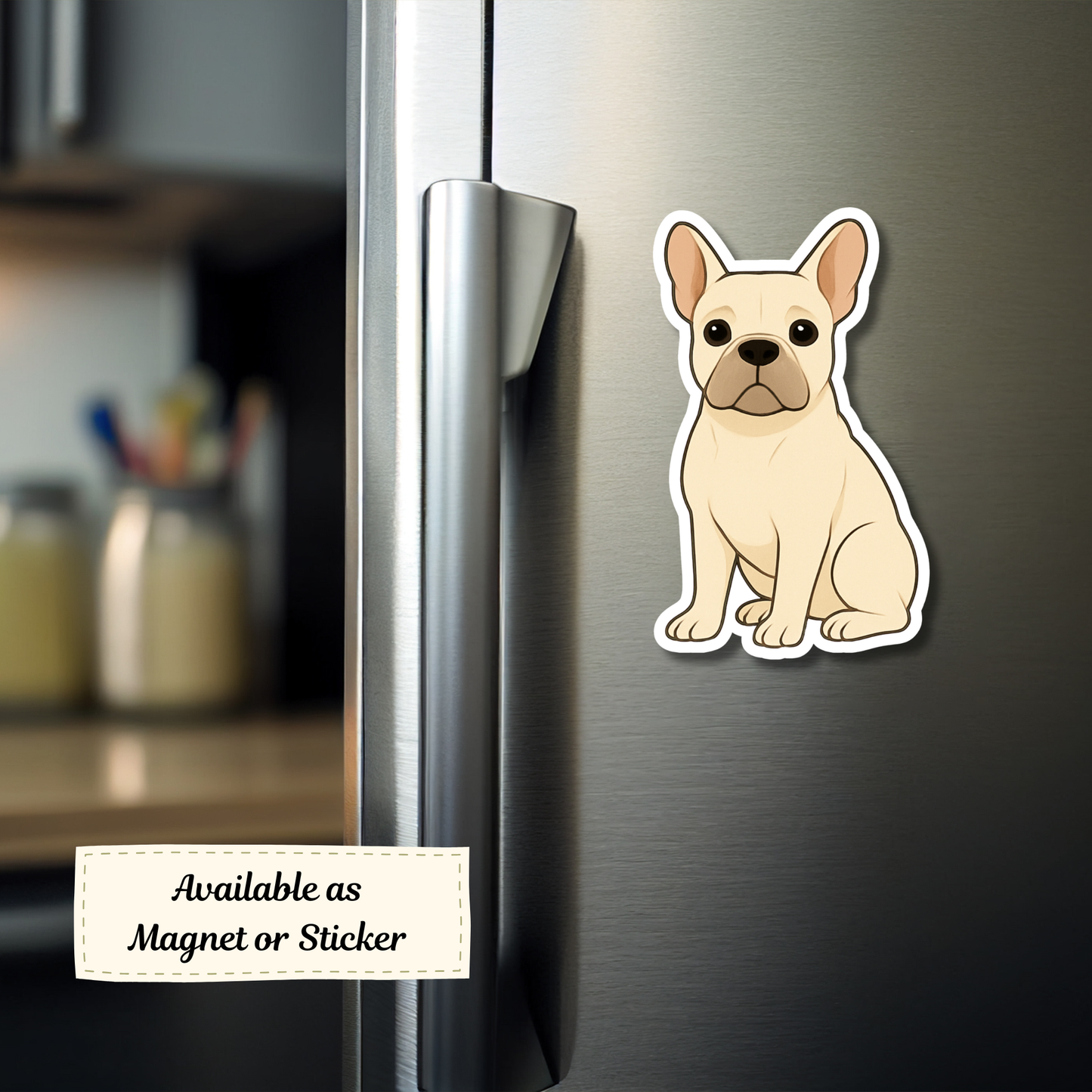 Custom French Bulldog Dog Sticker - Cream | Personalized with Name