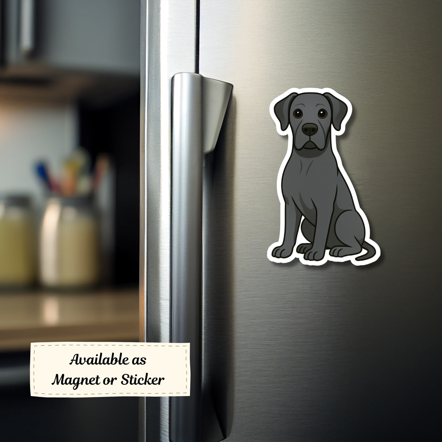 Custom Great Dane Dog Magnet - Black | Personalized with Pet Name