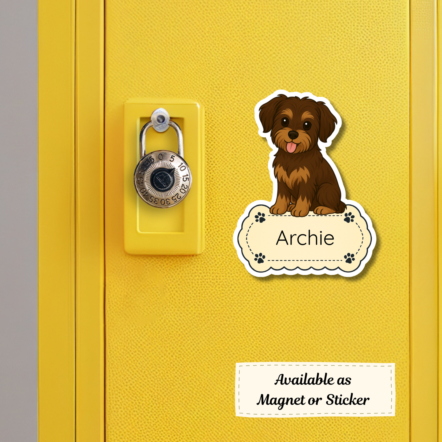Custom Morkie Dog Sticker - Chocolate and Tan | Personalized with Name