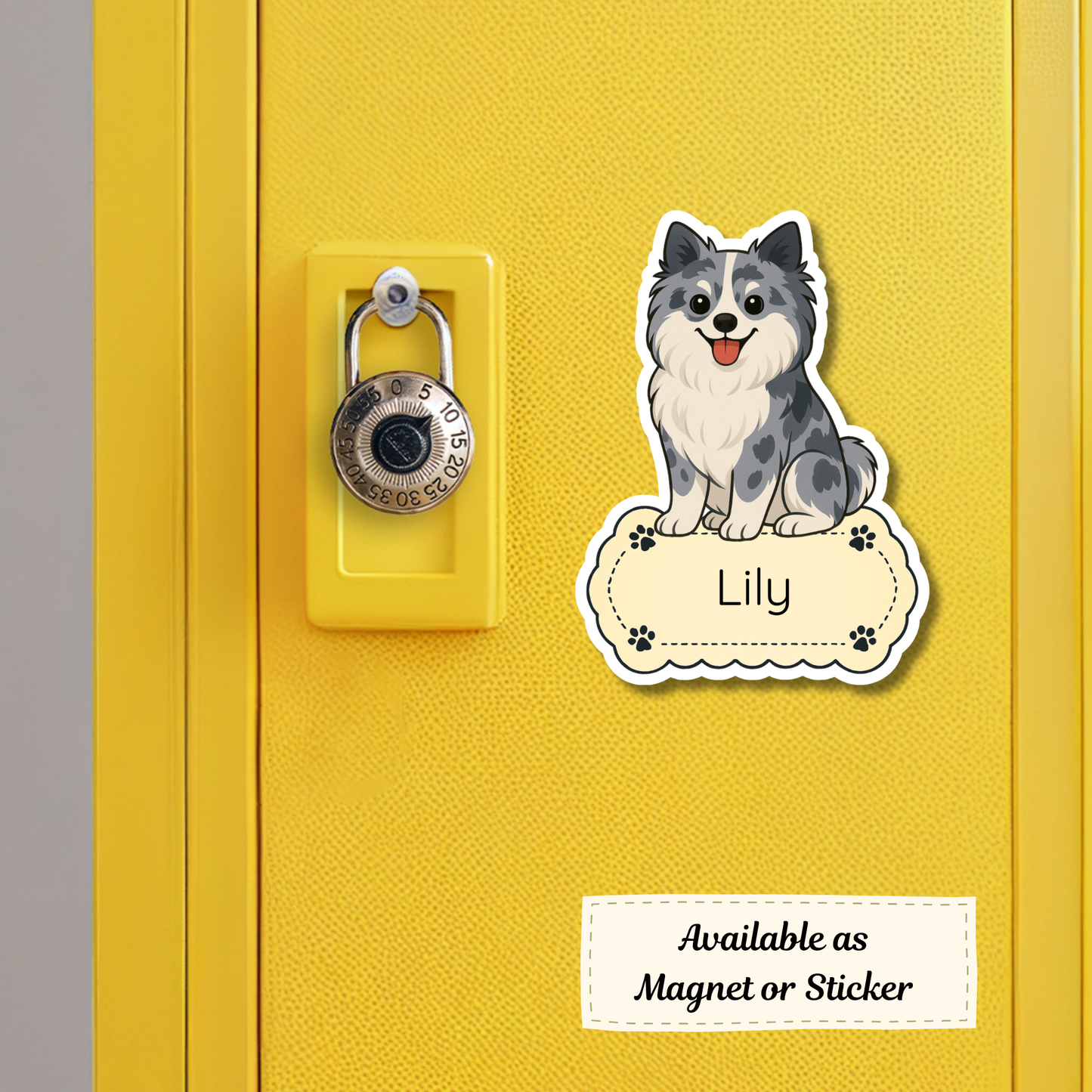 Custom Pomeranian Dog Sticker - Blue Merle | Personalized with Name