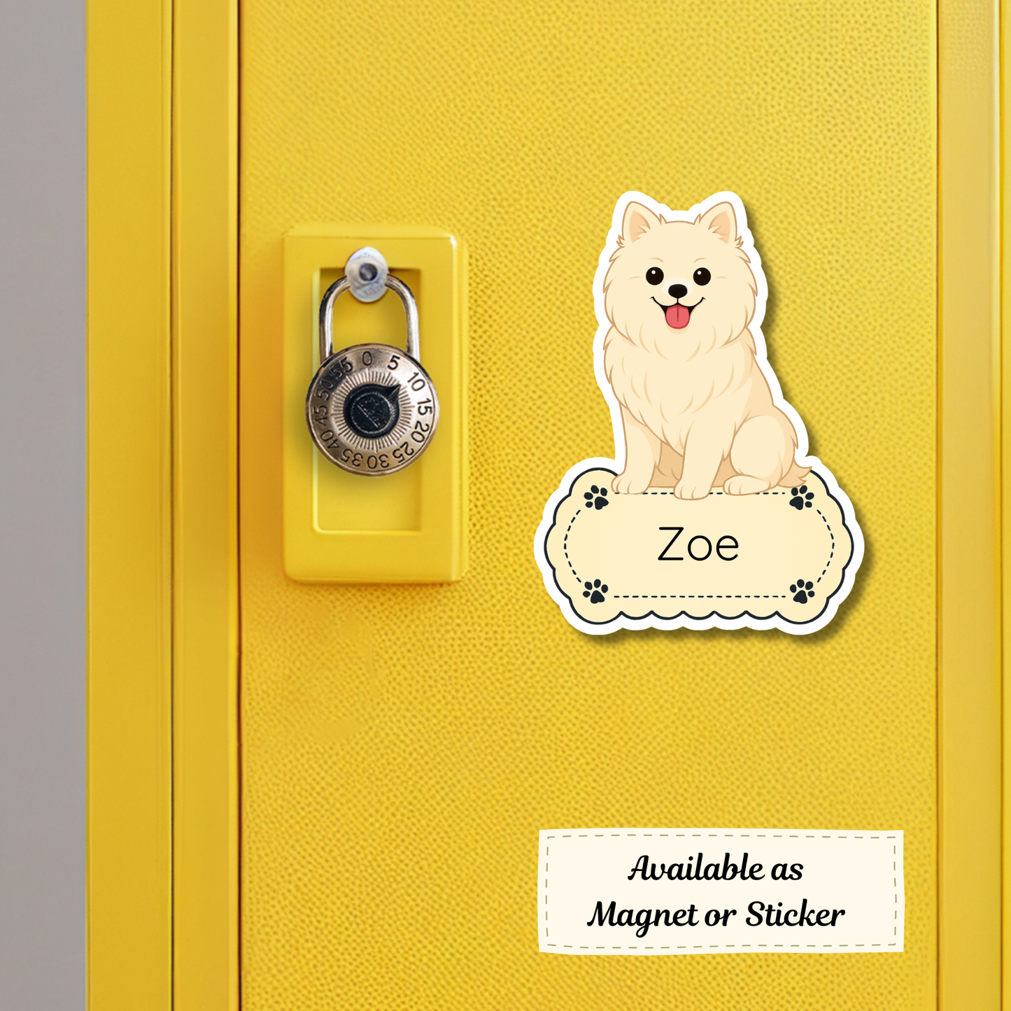 Custom Pomeranian Dog Sticker - White | Personalized with Name