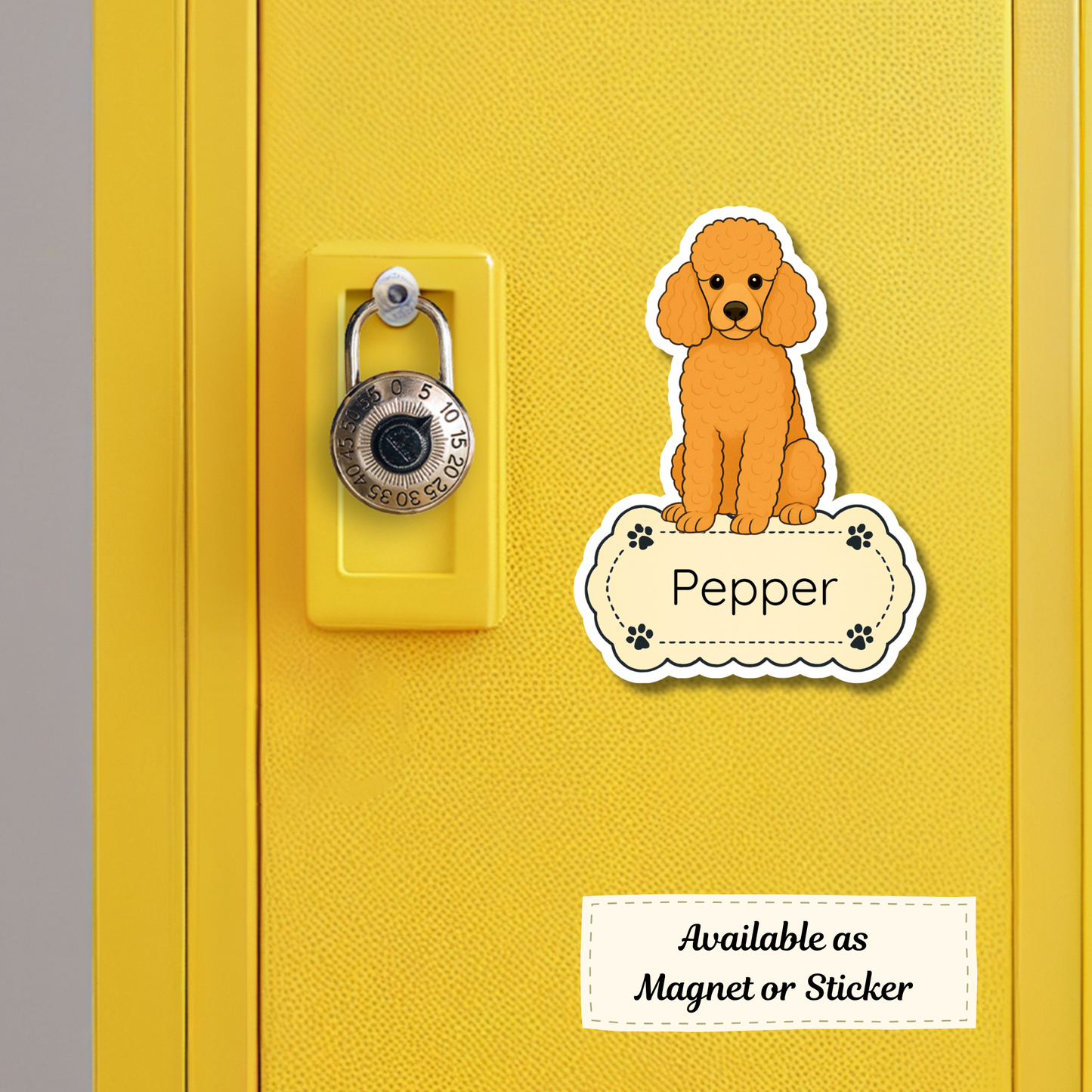 Custom Poodle Dog Sticker - Apricot | Personalized with Name