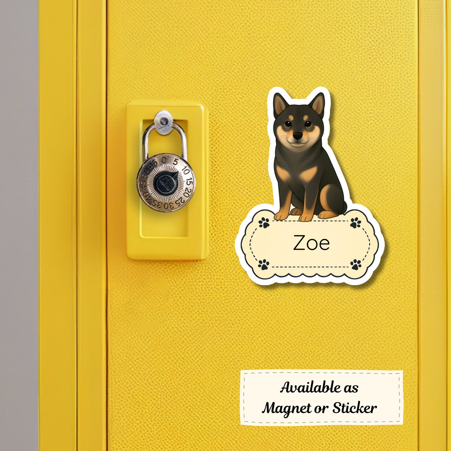 Custom Shiba Inu Dog Sticker - Black and Tan | Personalized with Name