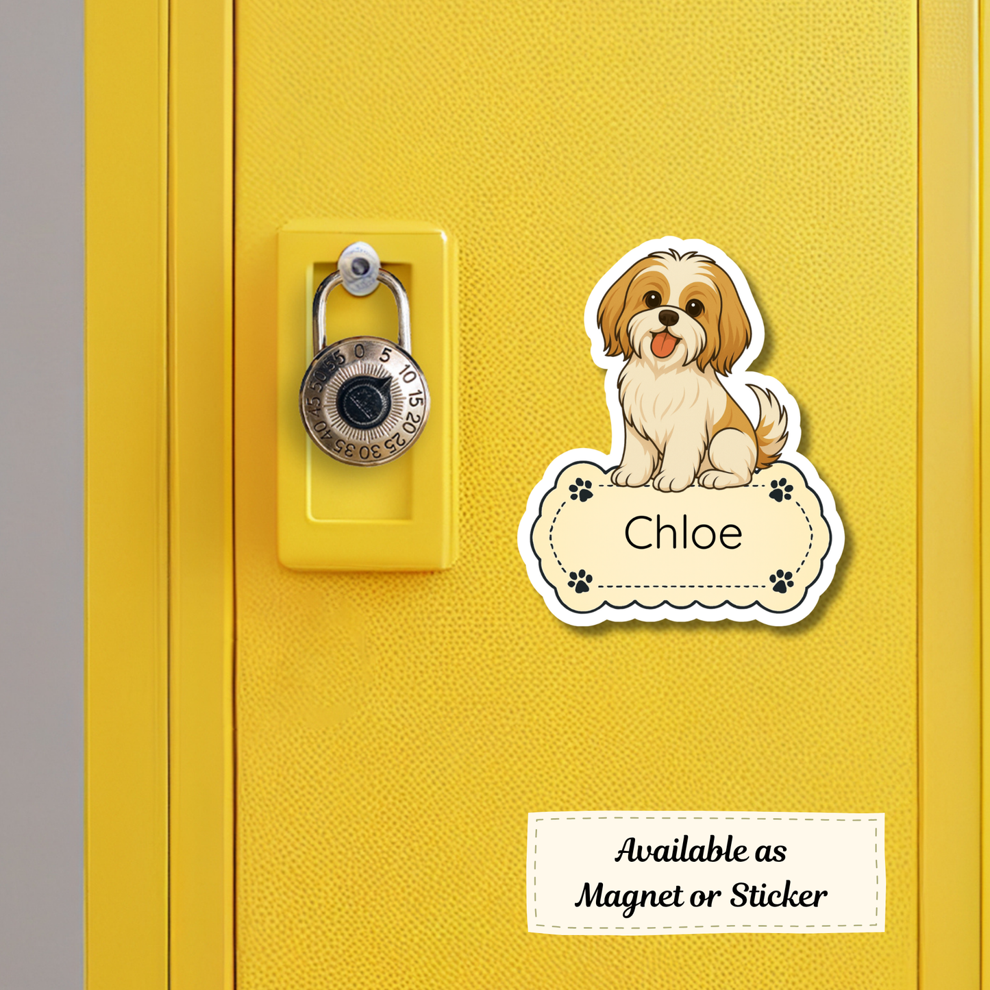 Custom Shih Tzu Dog Sticker - Gold and White | Personalized with Name