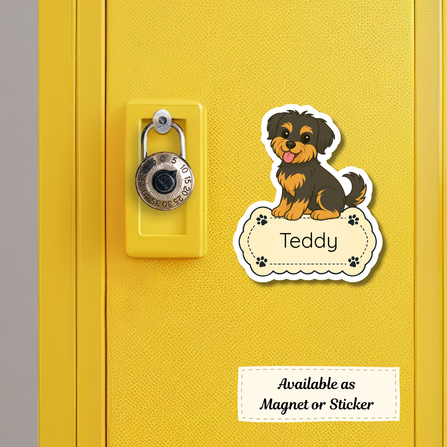 Custom Shorkie Dog Sticker - Black and Tan | Personalized with Name