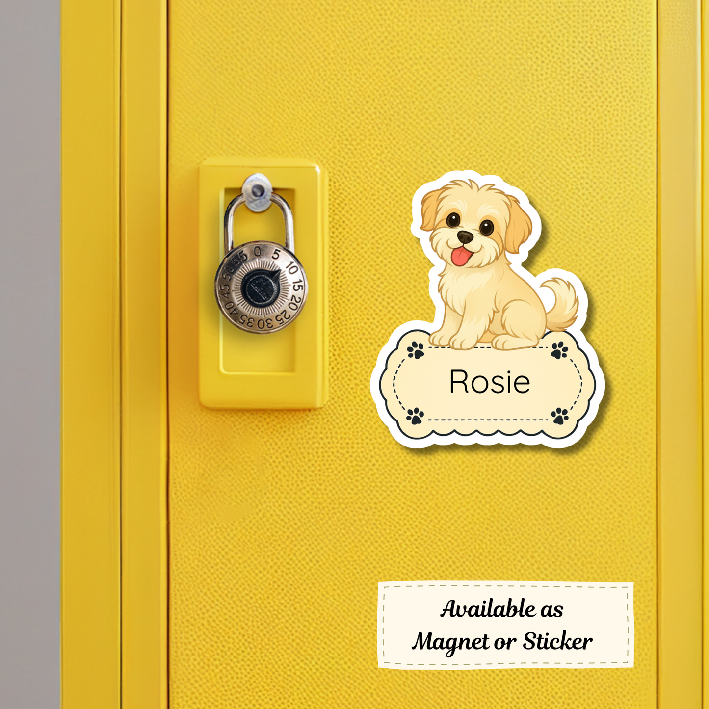 Custom Shorkie Dog Sticker - Gold and White | Personalized with Name