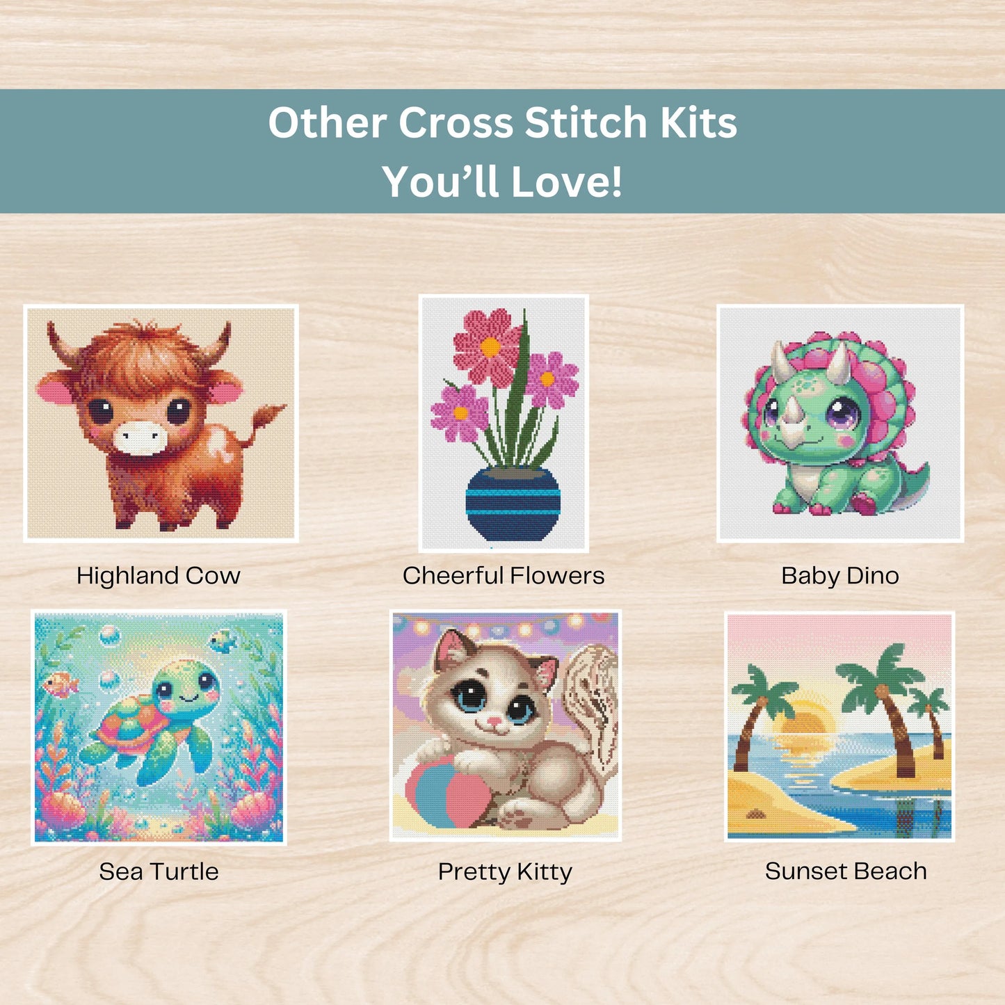 Kit de broderie au point de croix « Sunset Beach » – Projet de broderie côtière à faire soi-même