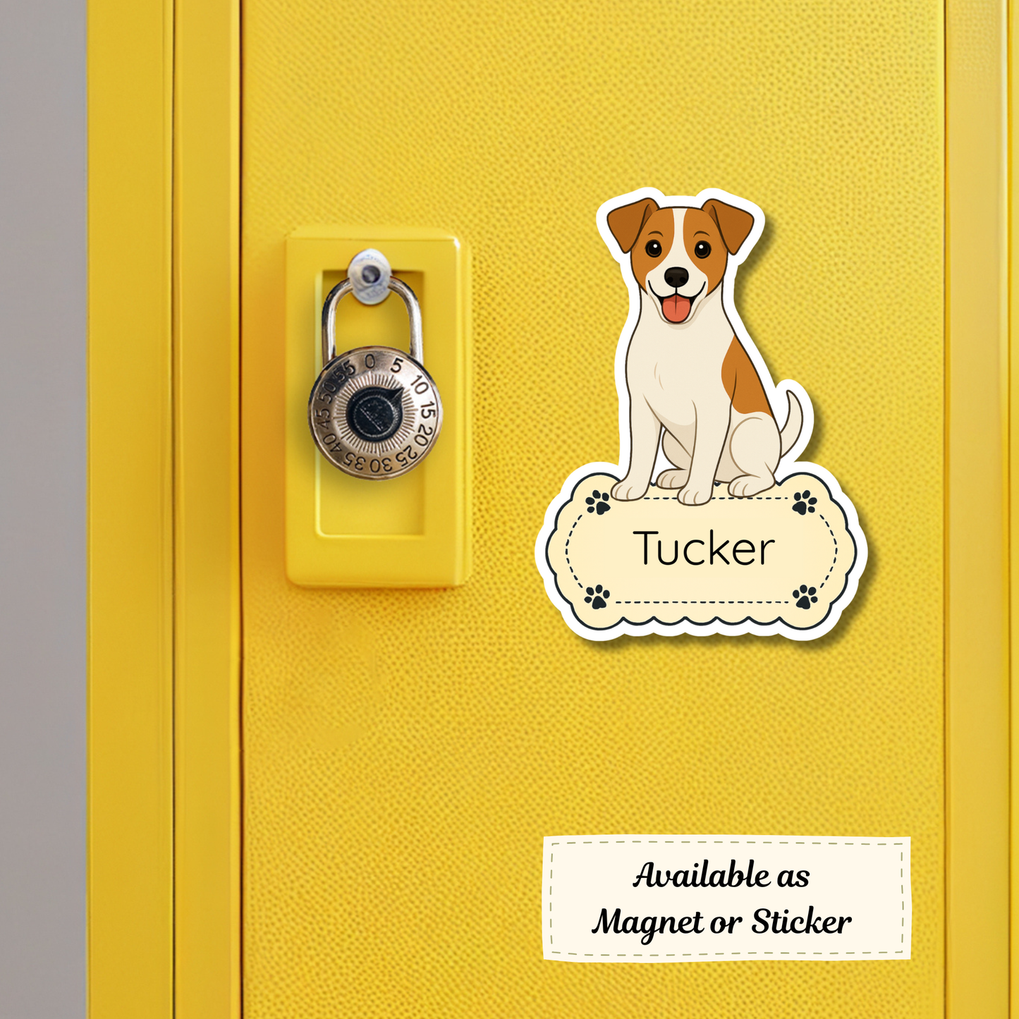Custom Jack Russell Terrier Dog Sticker - White and Tan | Personalized with Name