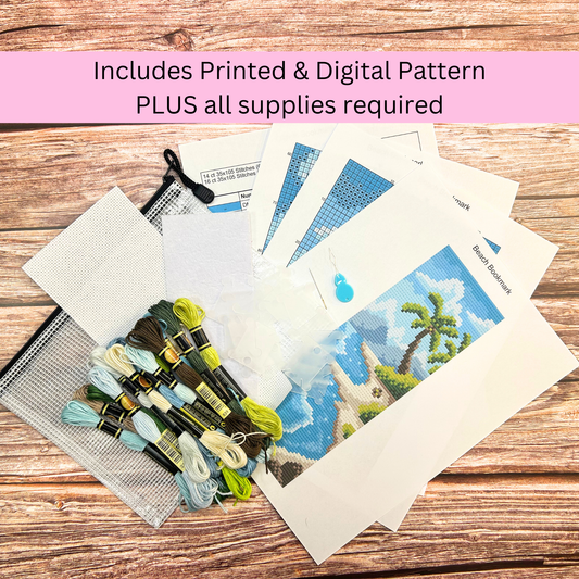 Beach Bookmark Kit – Coastal Cross Stitch DIY Bookmark Craft