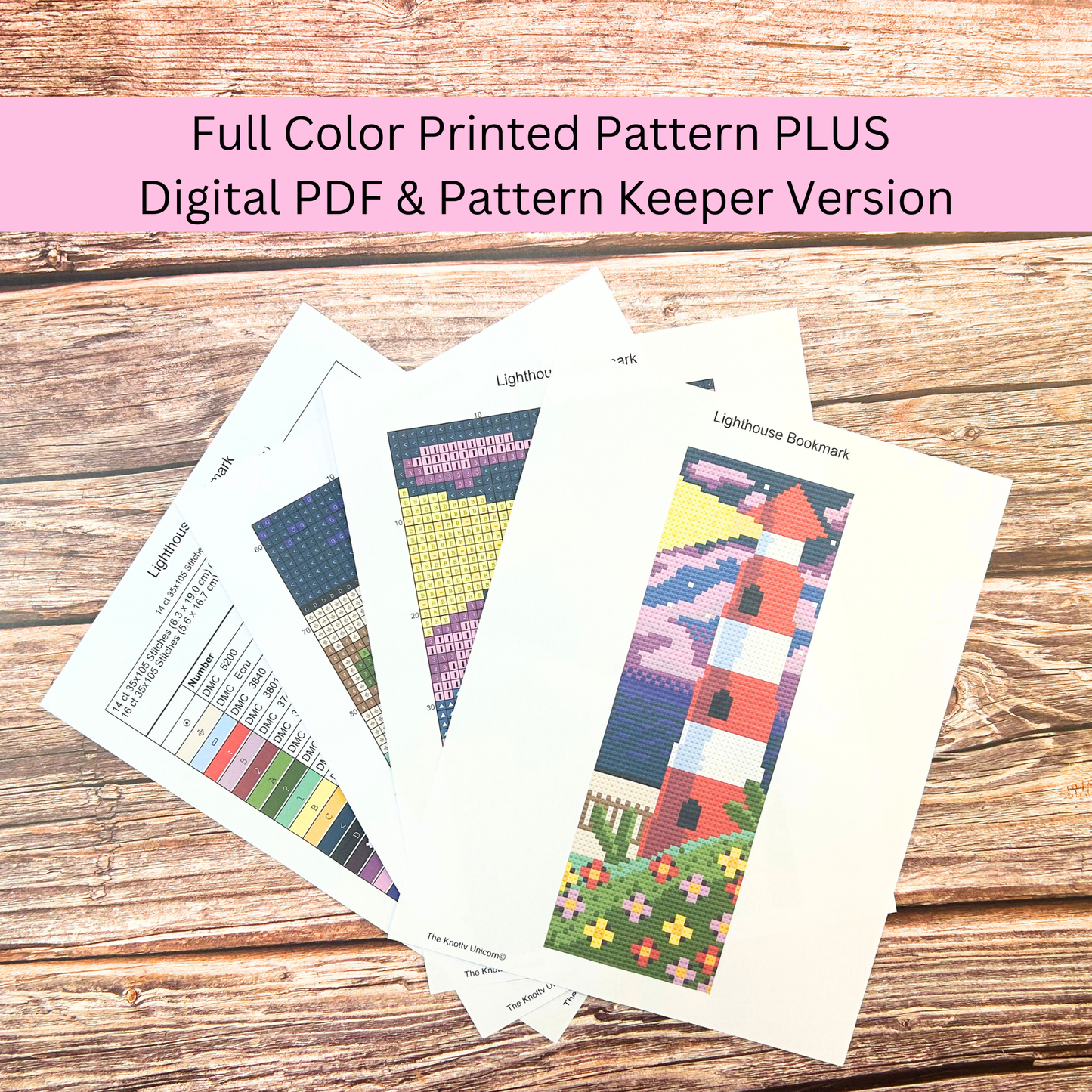 Kit de marque-page phare – Broderie côtière à faire soi-même (6,3 x 19 cm)