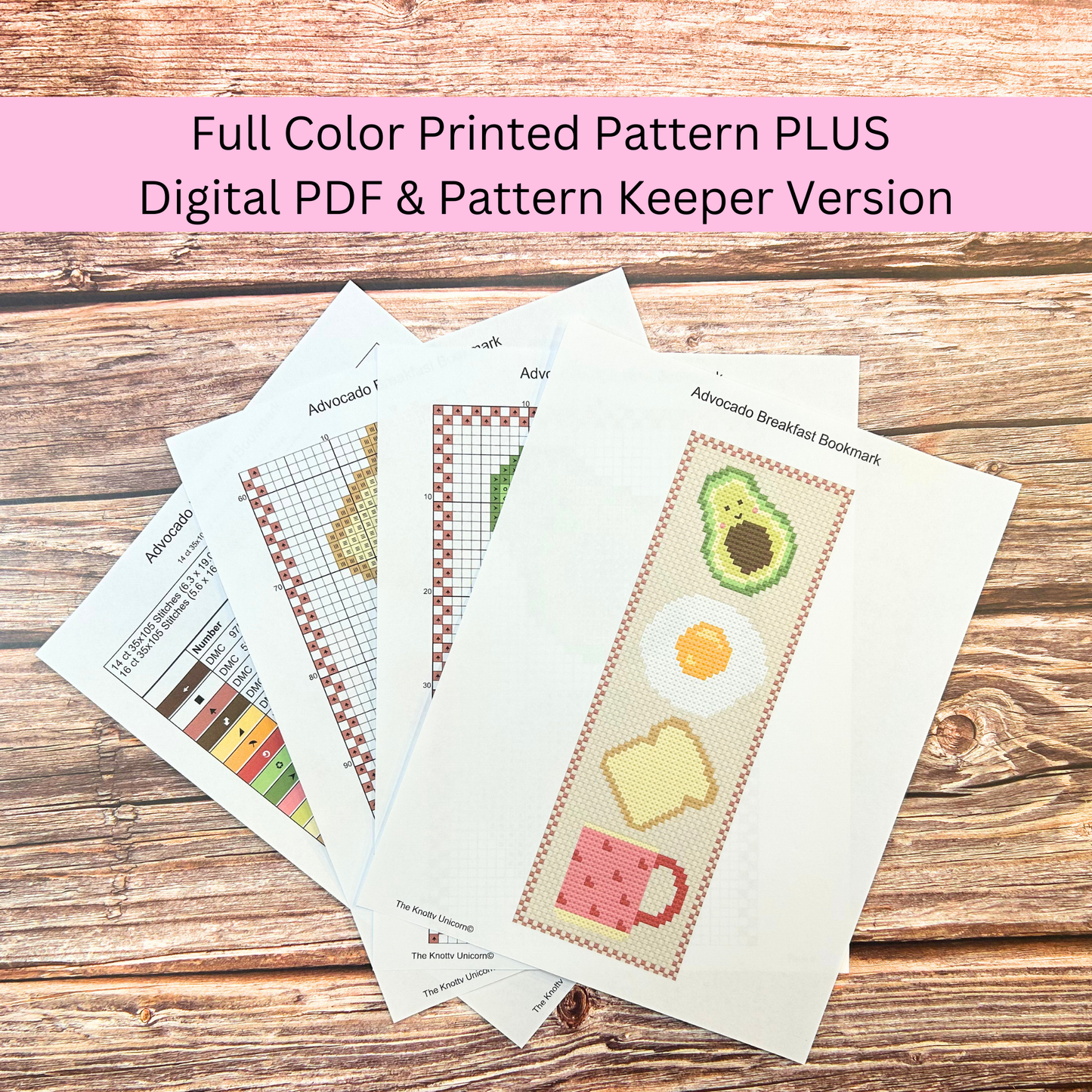 Avocado Breakfast Bookmark Kit – DIY Cross Stitch for Beginners
