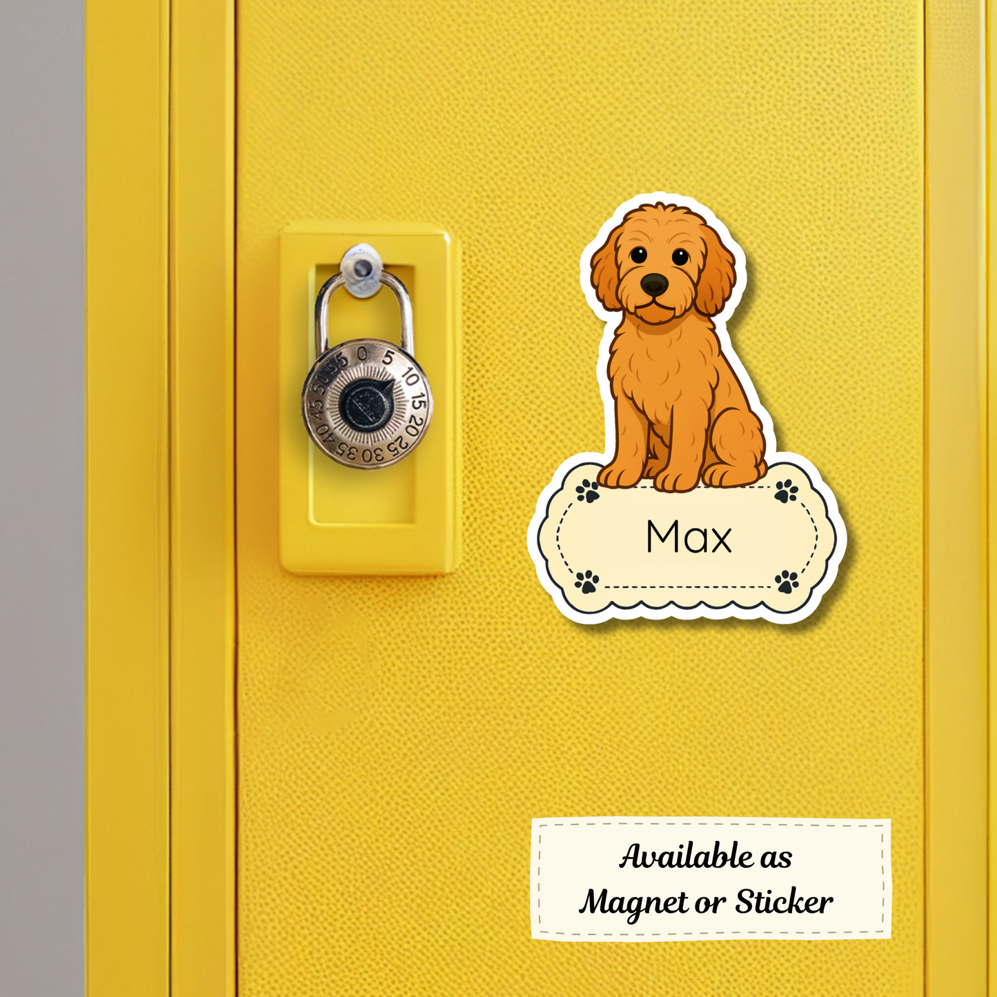 Custom Goldendoodle Dog Sticker - Apricot | Personalized with Name