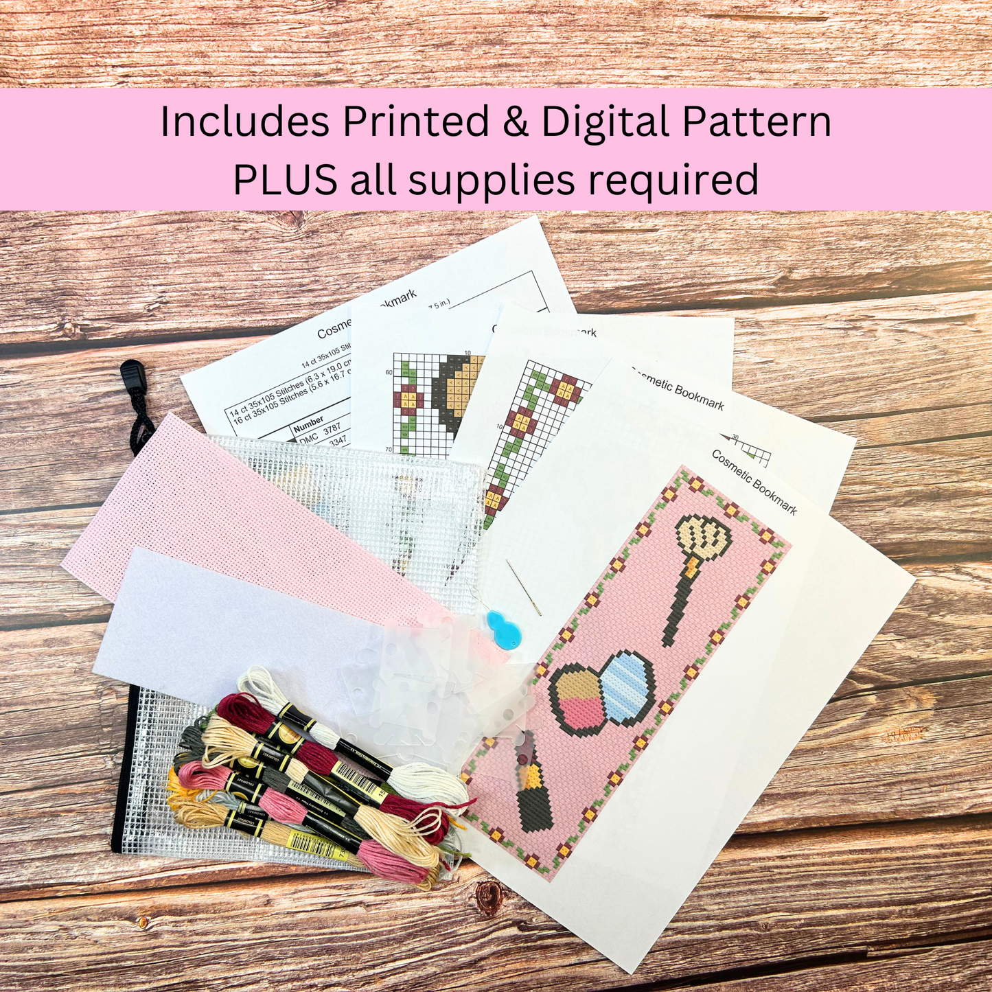 Kit marque-page maquillage – Accessoires beauté DIY, cadeau au point de croix