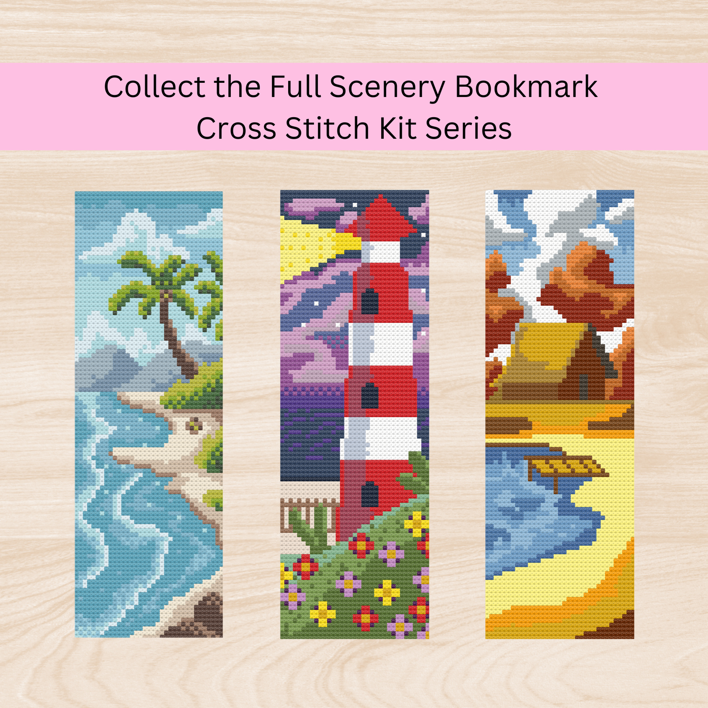 Kit de marque-pages de plage – Marque-pages côtiers à faire soi-même au point de croix