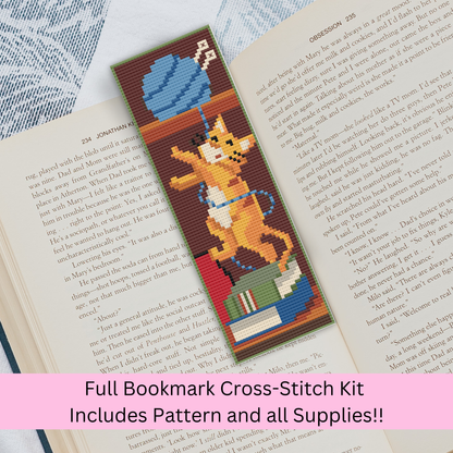Dancing Cat Bookmark Cross Stitch Pattern & Kit