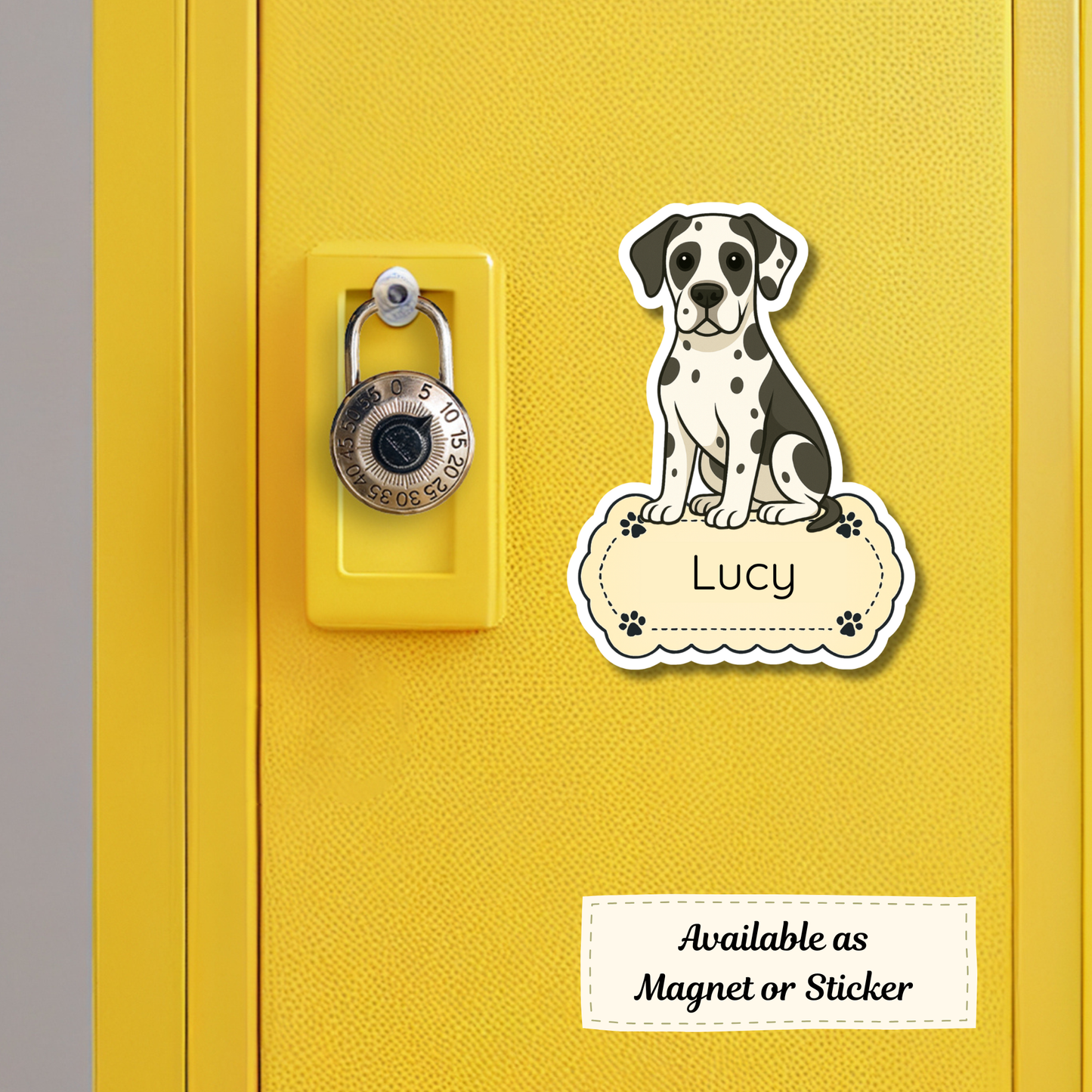 Custom Great Dane Dog Sticker - Harlequin | Personalized with Name