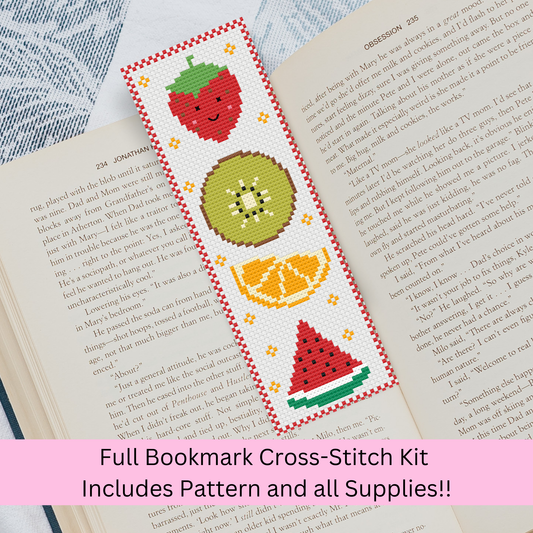 Kit de marque-pages de fruits – Broderie de nourriture mignonne et adaptée aux débutants