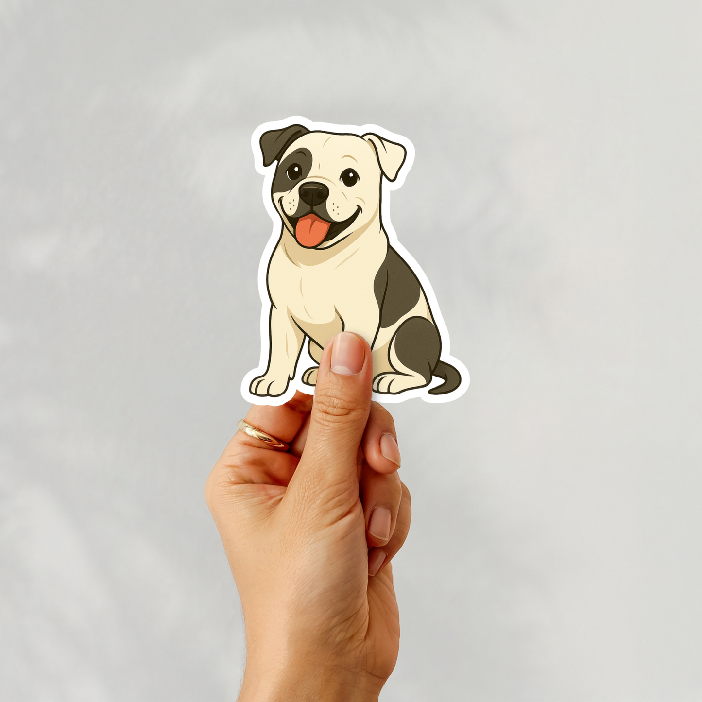 Custom American Bulldog Dog Sticker - White and Black Patches | Personalized with Name