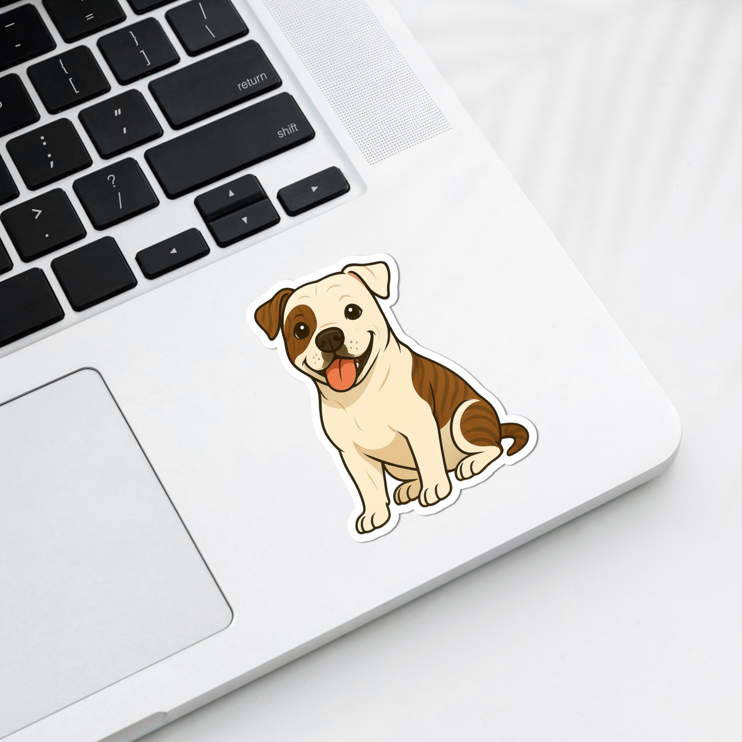 Custom American Bulldog Dog Sticker - White and Brindle Patches | Personalized with Name