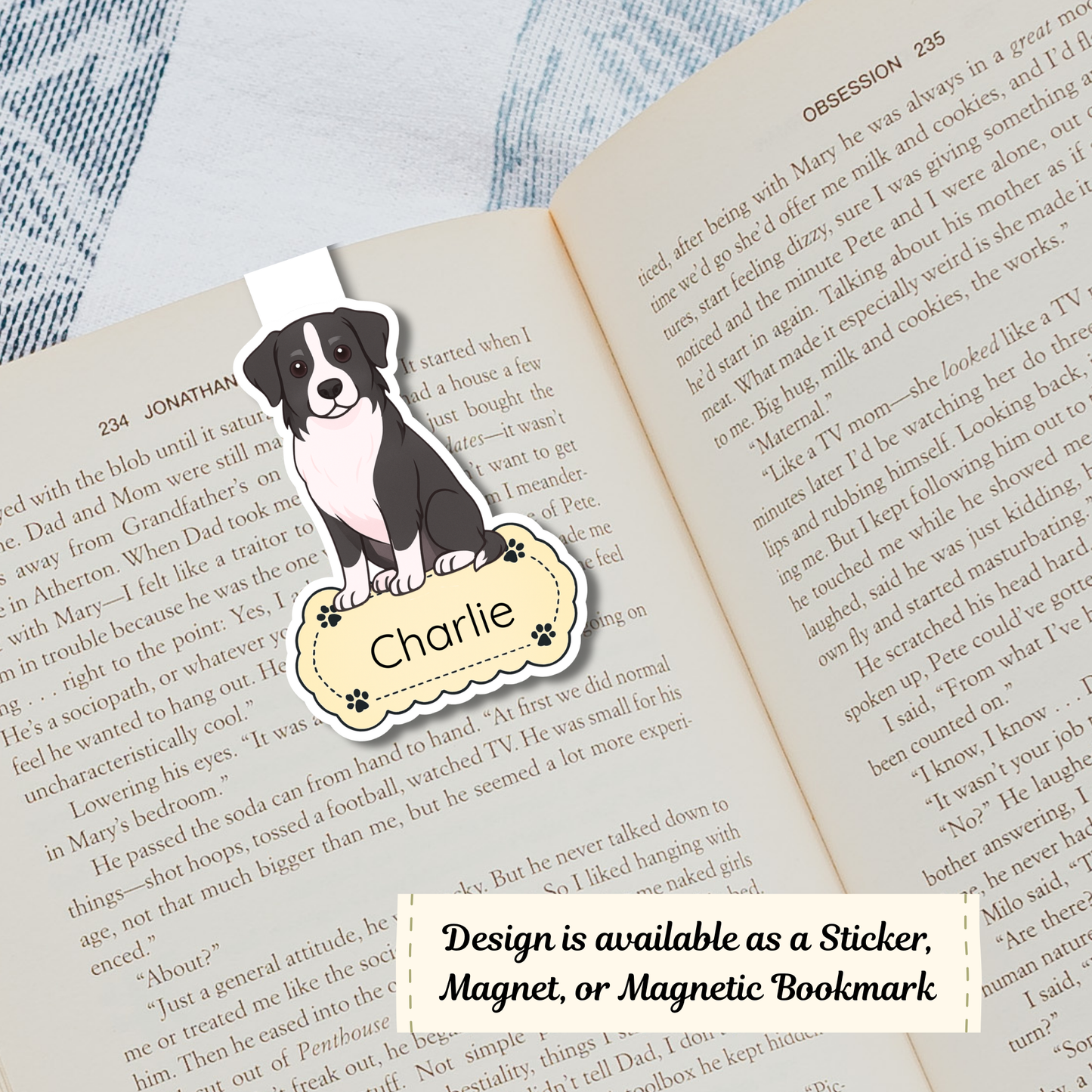 Personalized Australian Shepherd Dog Sticker - Black and White