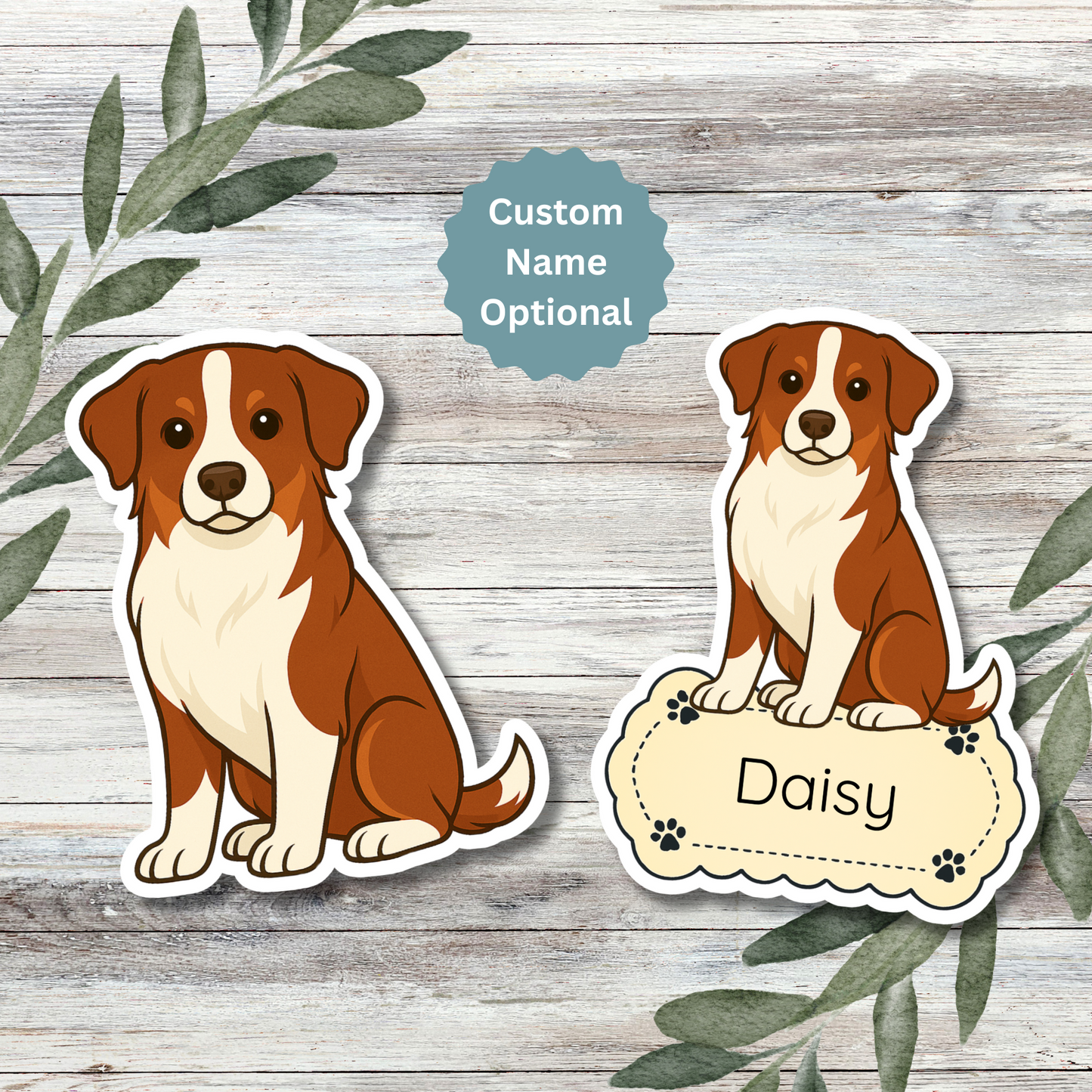 Custom Australian Shepherd Dog Sticker - Red and White | Personalized with Name