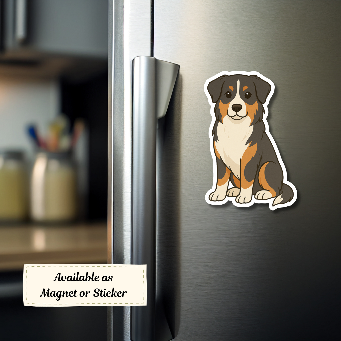 Custom Australian Shepherd Dog Sticker - Tri Colored | Personalized with Name