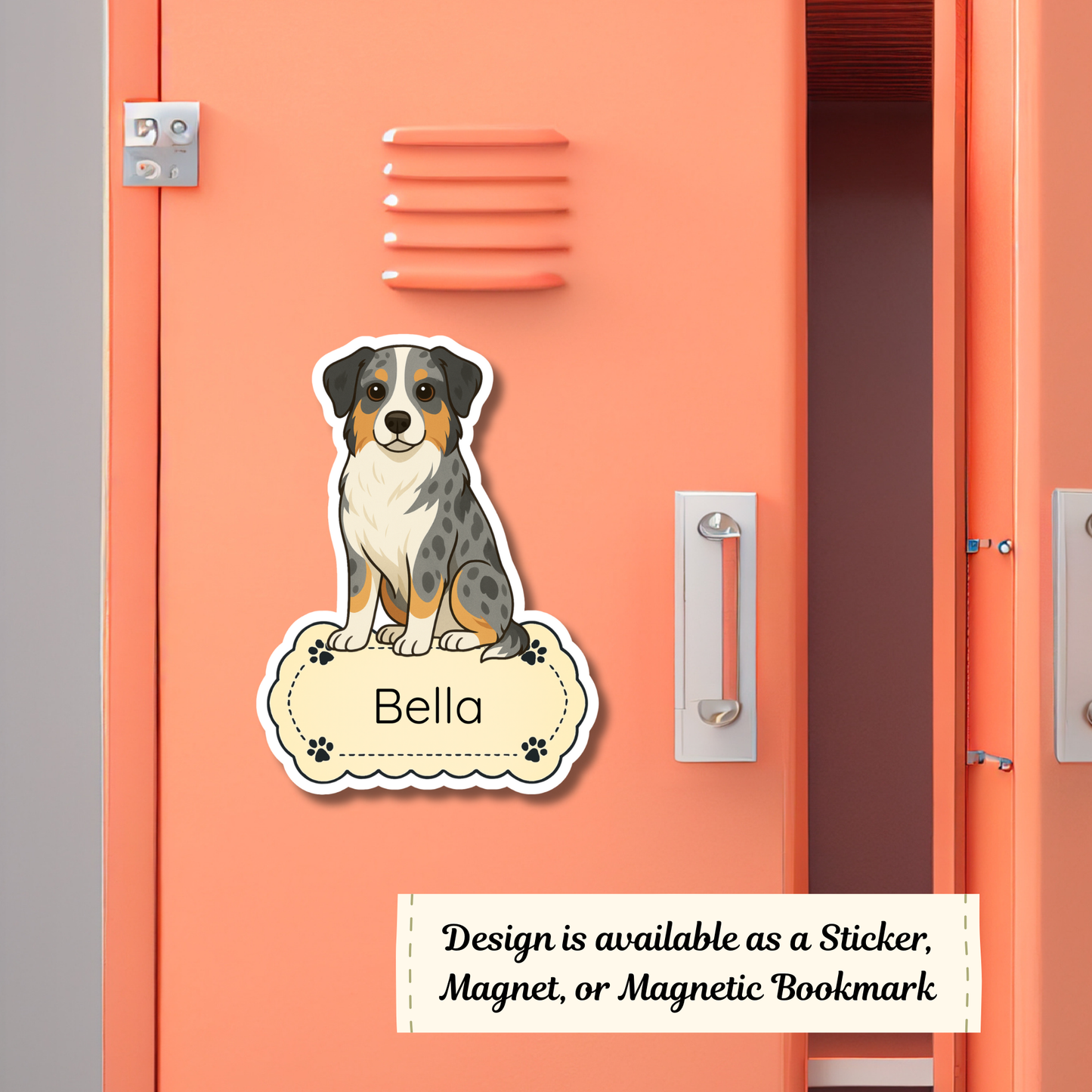 Autocollant personnalisé Berger Australien – Bleu Merle | Personnalisable avec votre nom