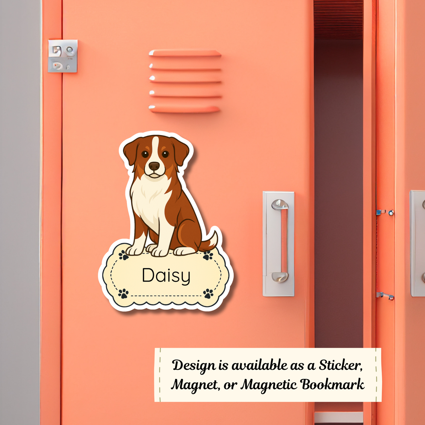 Autocollant personnalisé Berger Australien - Rouge et blanc | Personnalisable avec votre nom