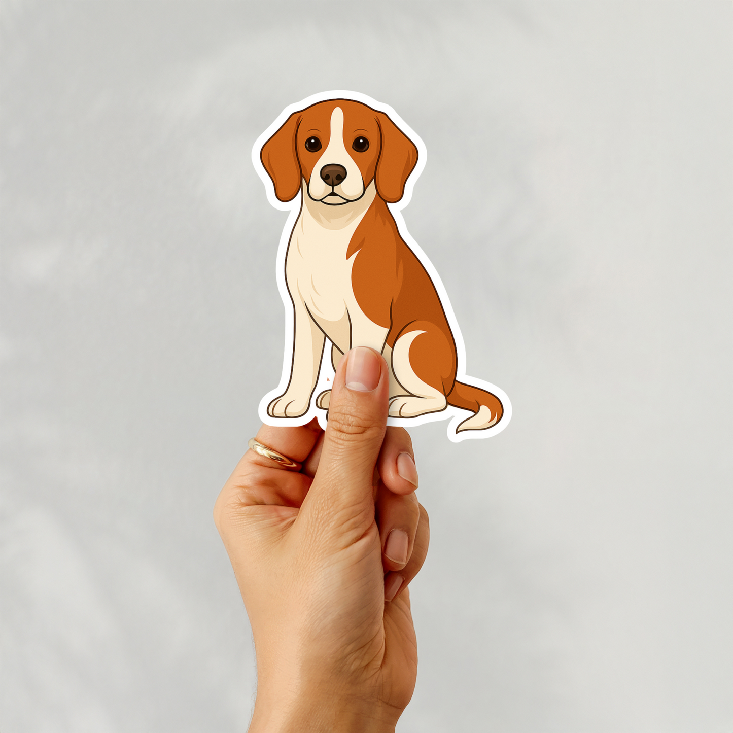 Custom Beagle Dog Sticker - Red and White | Personalized with Name