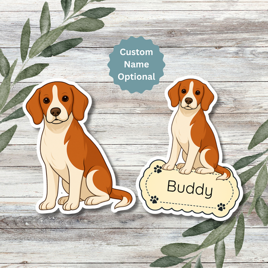 Custom Beagle Dog Sticker - Red and White | Personalized with Name