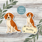 Custom Beagle Dog Sticker - Red and White | Personalized with Name