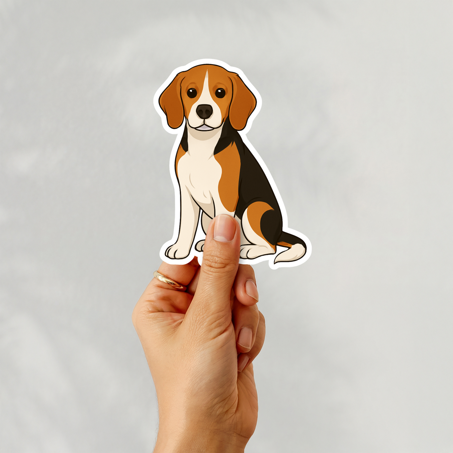 Custom Beagle Dog Sticker - Tri-color | Personalized with Name